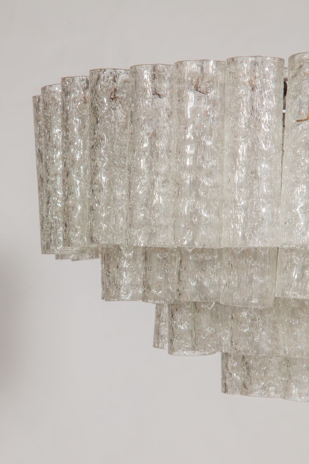 Large Iced Glass Tube Chandelier Designed By Doria, 1960s photo vinterior