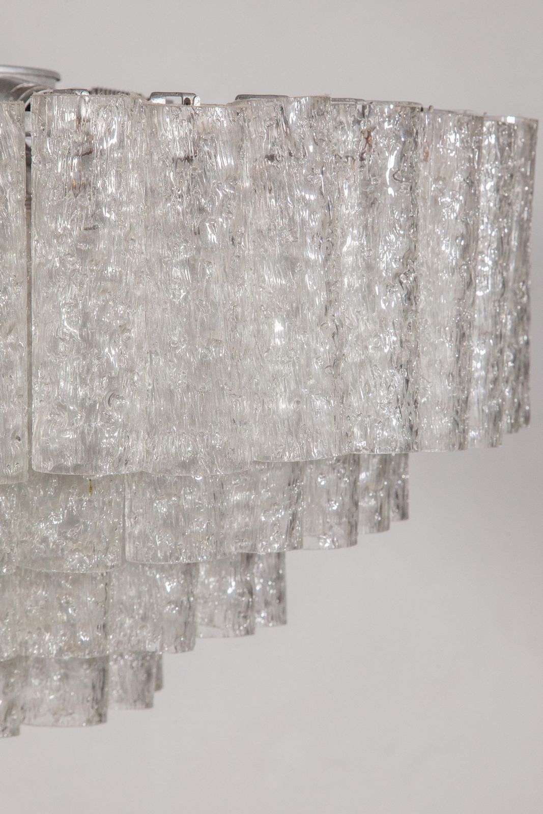 Lighting Large Iced Glass Tube Chandelier Designed By Doria, 1960s photo