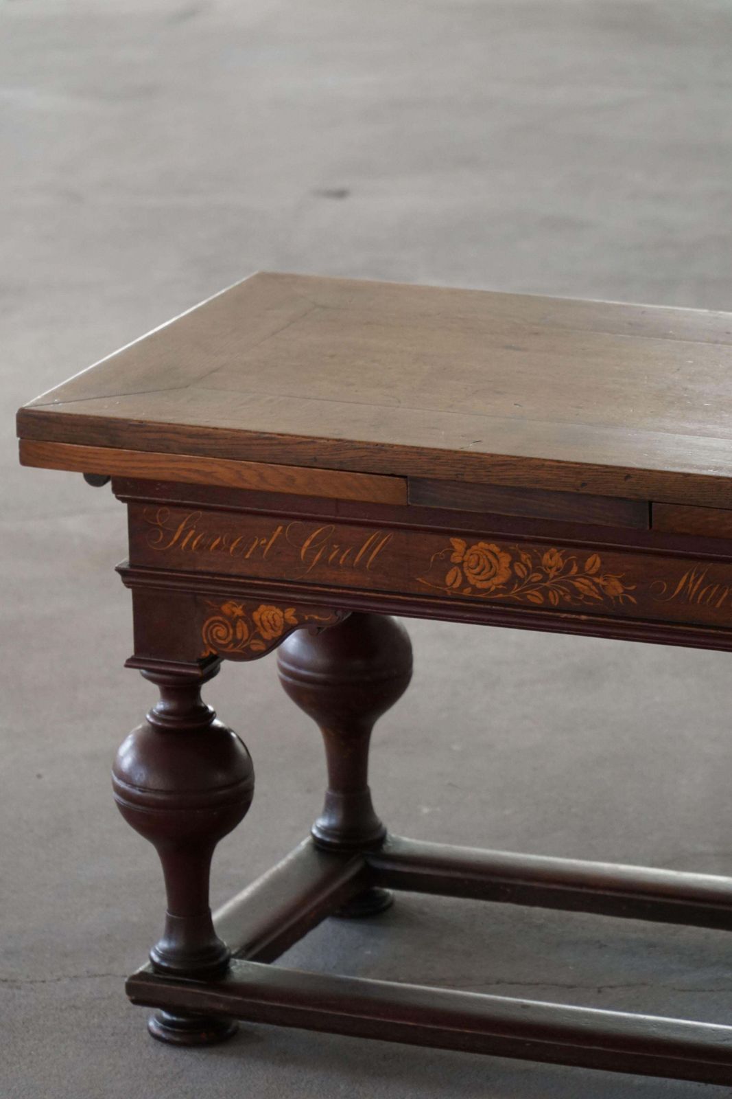 photo furniture Extendable Oak Table With Intarsia, Baroque, Danish Cabinetmaker, 19th Century