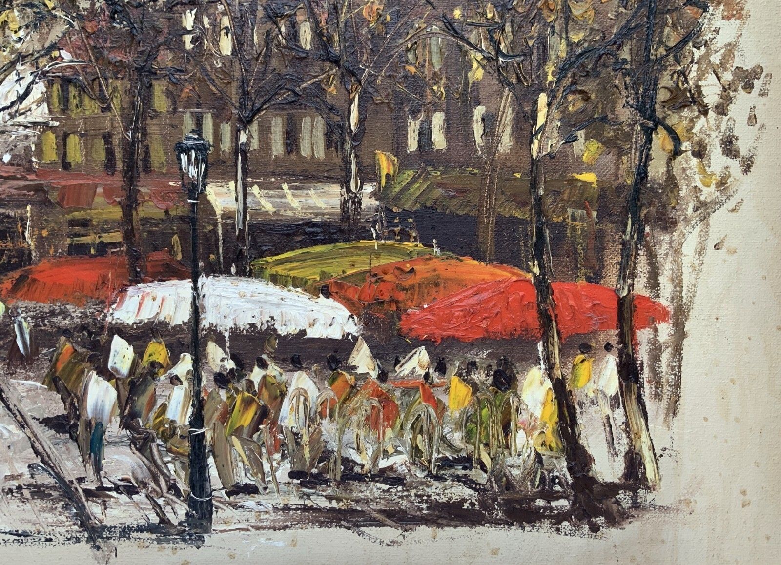 Parisian Market Day Large, Superb Cityscape Impasto & Oil On Canvas Painting photo Art