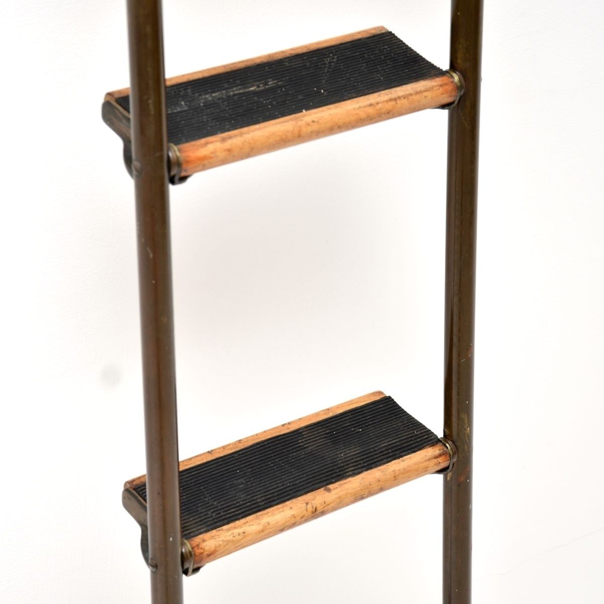 Antique Victorian Brass Library Steps / Ladder photo vinterior
