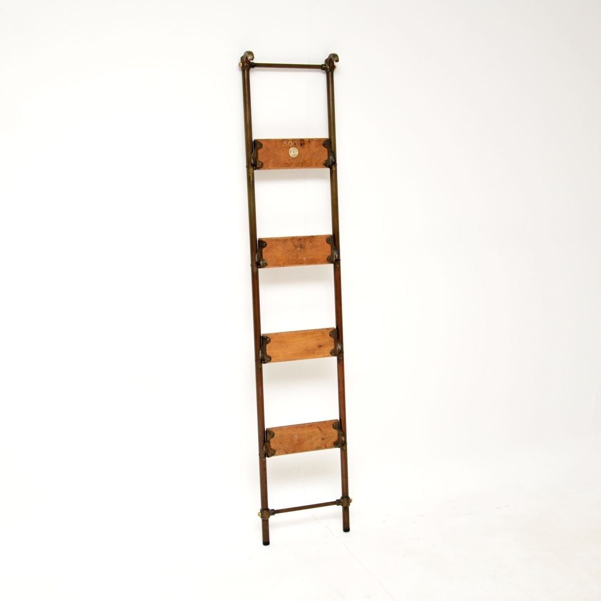 Home Decor Antique Victorian Brass Library Steps / Ladder photo