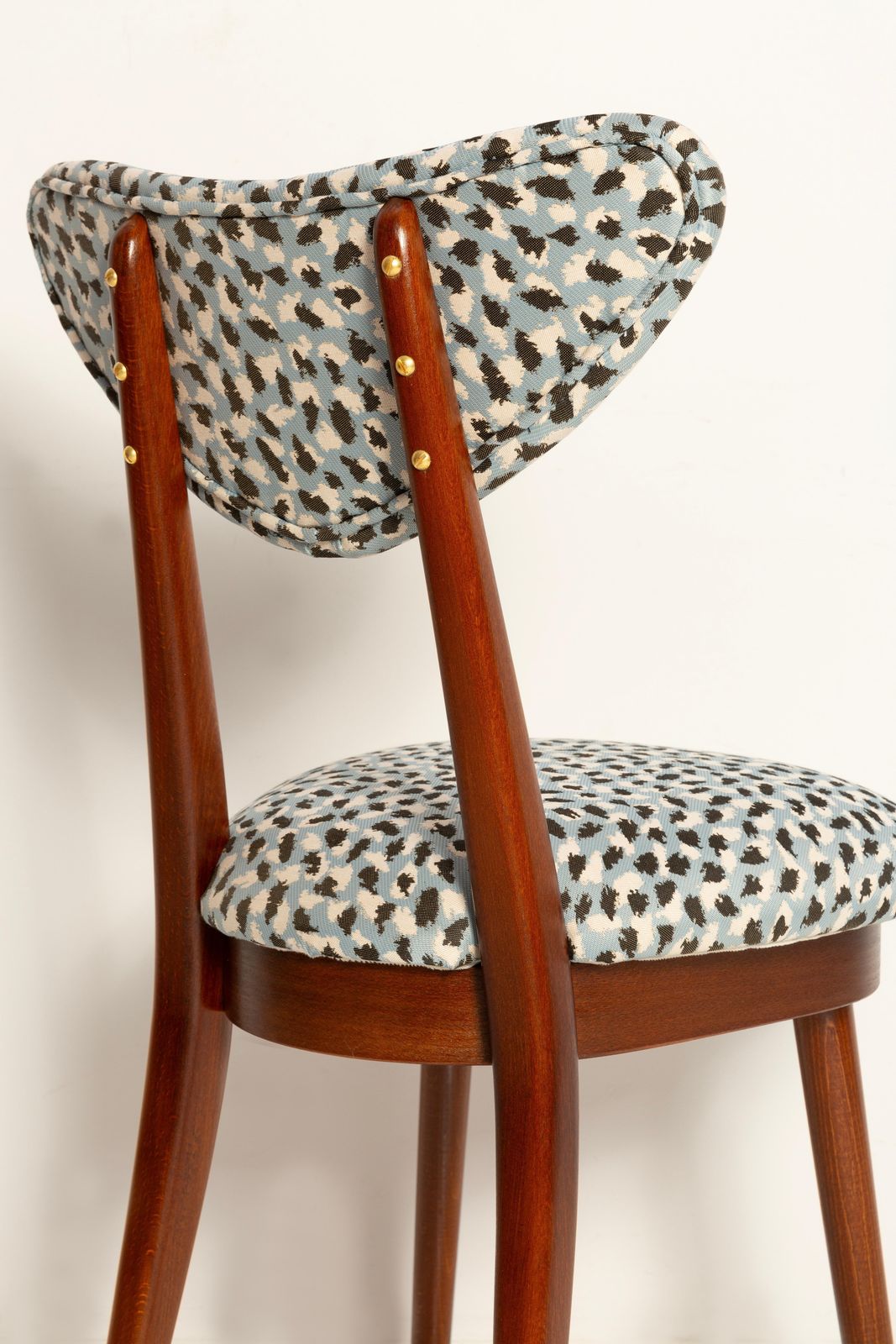 Mid Century Heart Chair In Blue Leopard Jacquard By Pierre Frey, Europe, 1960s photo Furniture