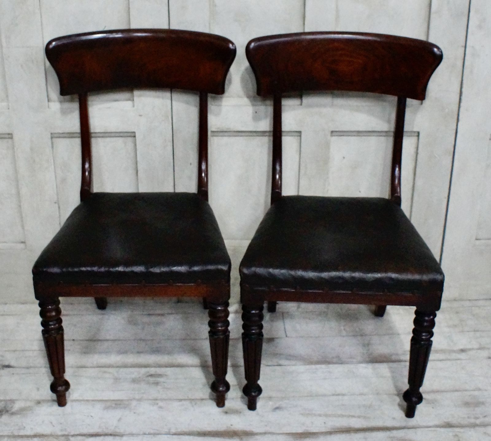 Pair Of Regency Mahogany & Oilcloth Chairs photo for sale