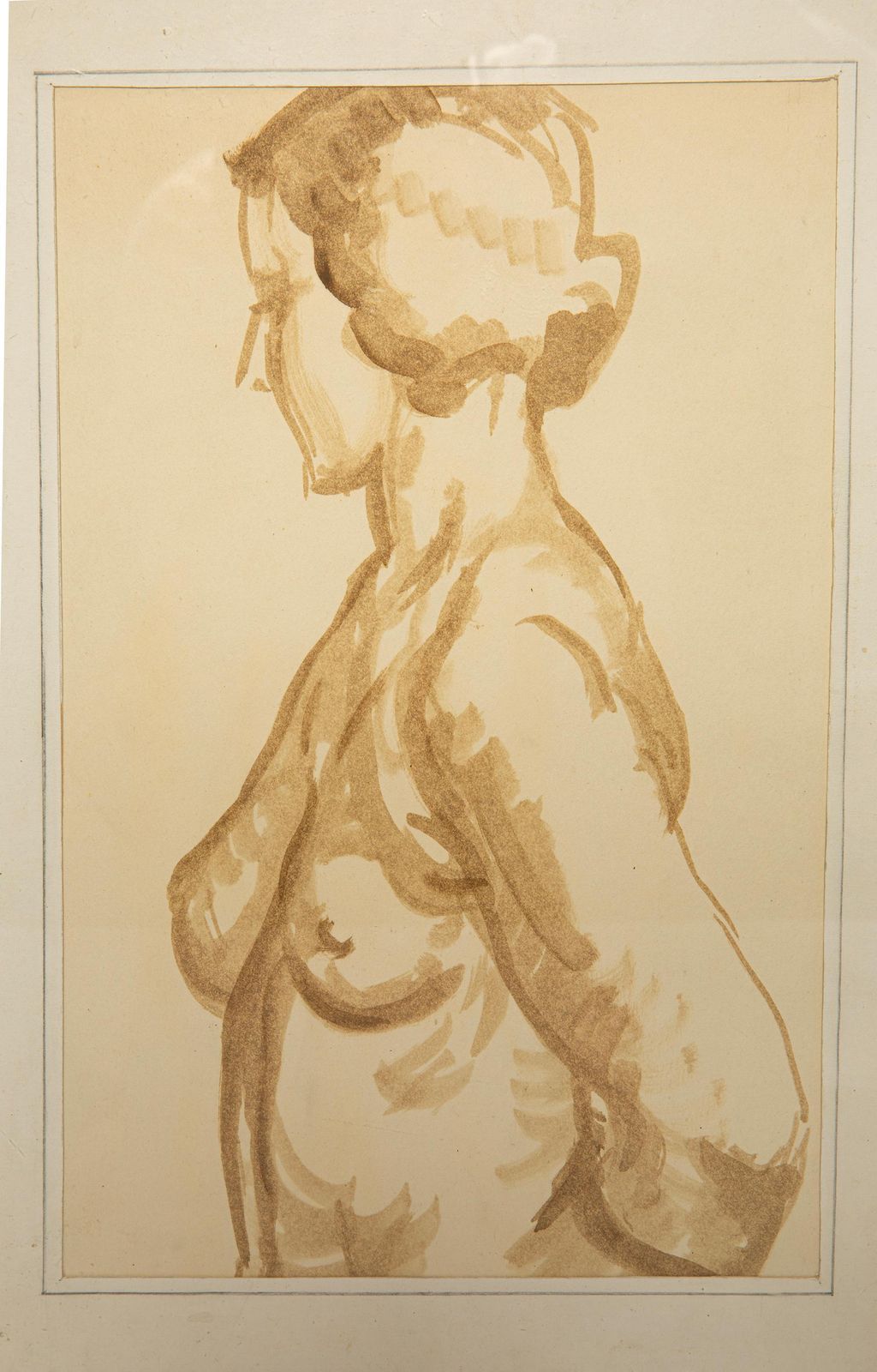Mid Century Classical Female Painting, Wood And Linen Frame, 1930s photo vintage