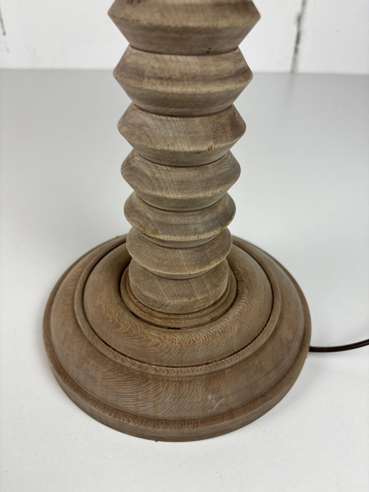Wabi Sabi Brutalist Wood Turned Table Lamp In The Style Of Charles Dudouyt photo 536.0