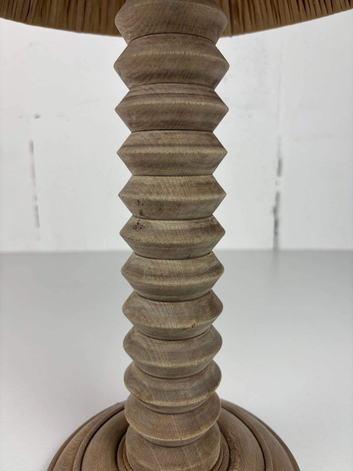 Wabi Sabi Brutalist Wood Turned Table Lamp In The Style Of Charles Dudouyt photo vinterior