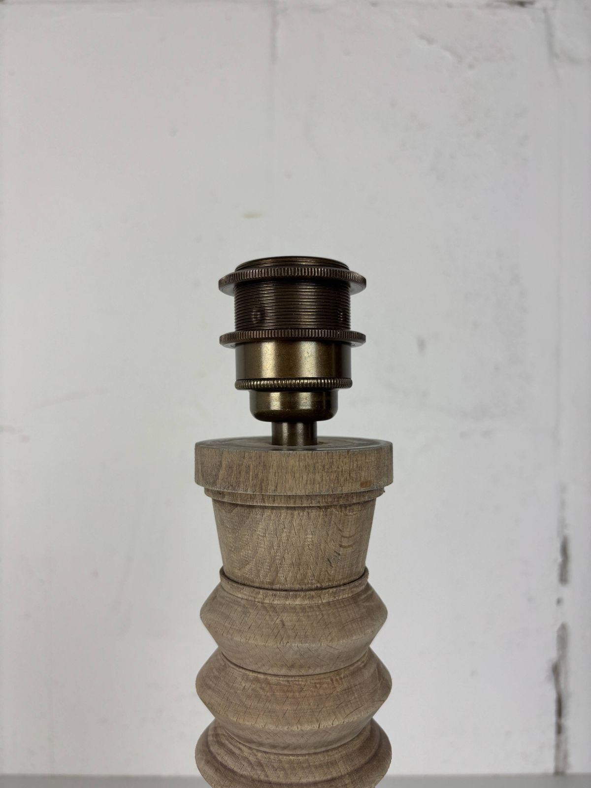 536.0 Wabi Sabi Brutalist Wood Turned Table Lamp In The Style Of Charles Dudouyt photo