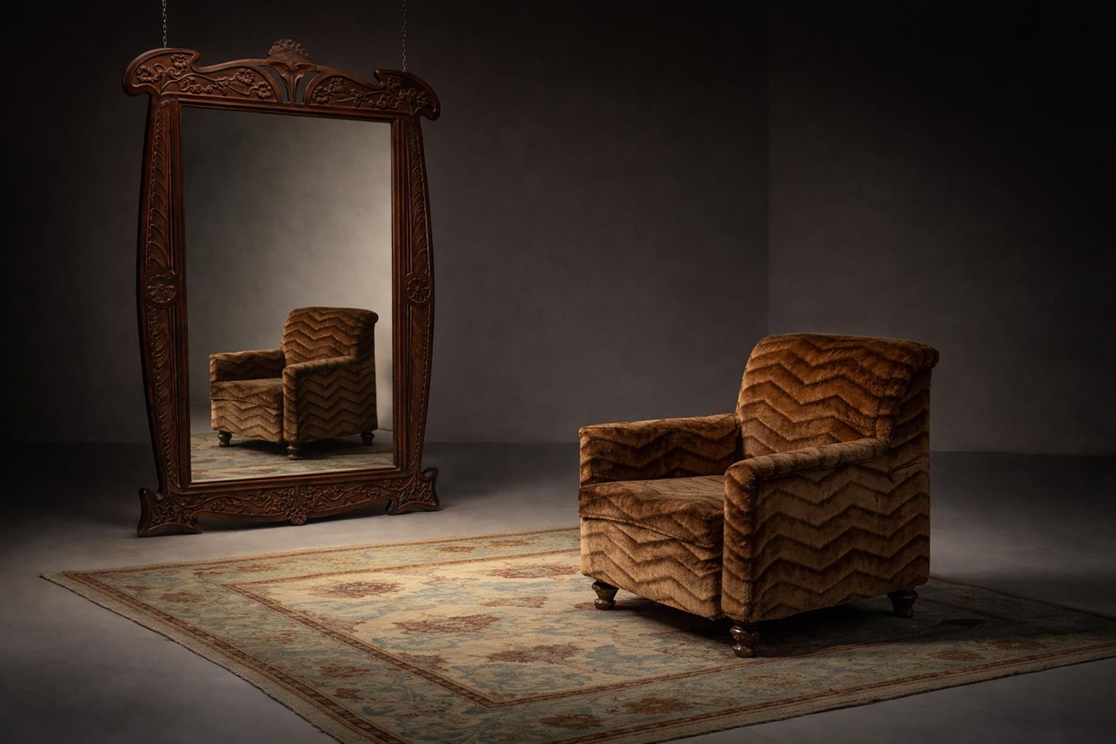 French Art Deco Bergère Armchair With Original Period Fabric photo vinterior