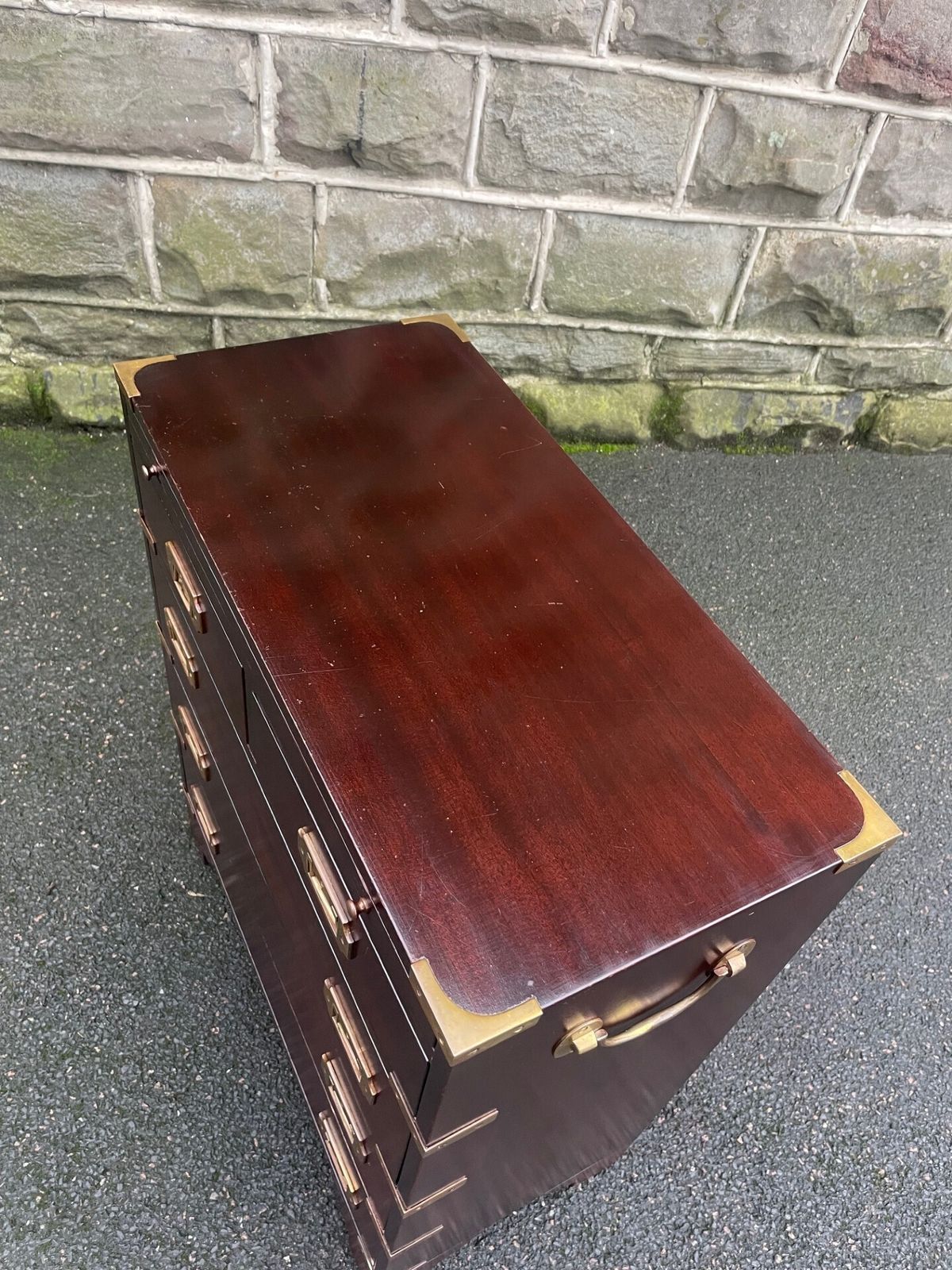 Brass Bound Mahogany Military Style Chest Draws photo furniture