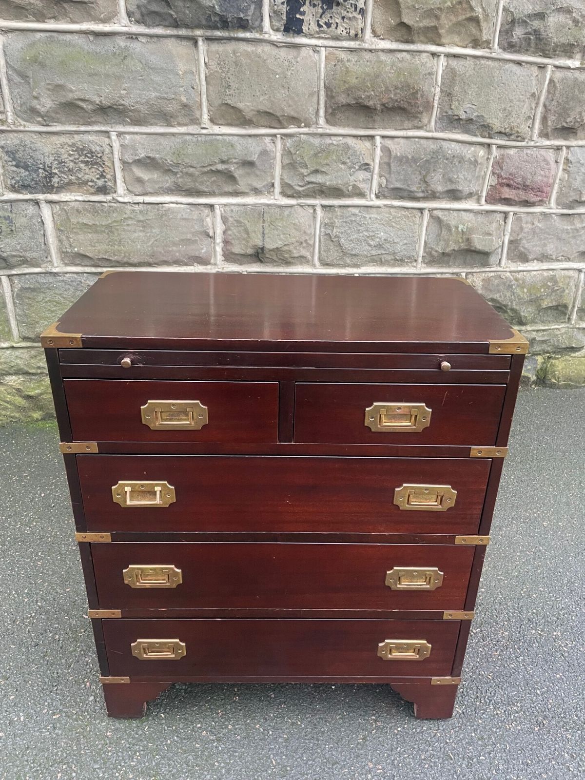 Brass Bound Mahogany Military Style Chest Draws