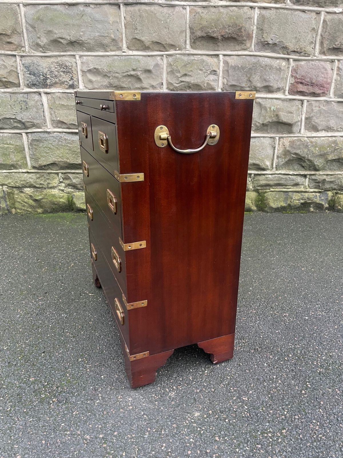 photo furniture Brass Bound Mahogany Military Style Chest Draws