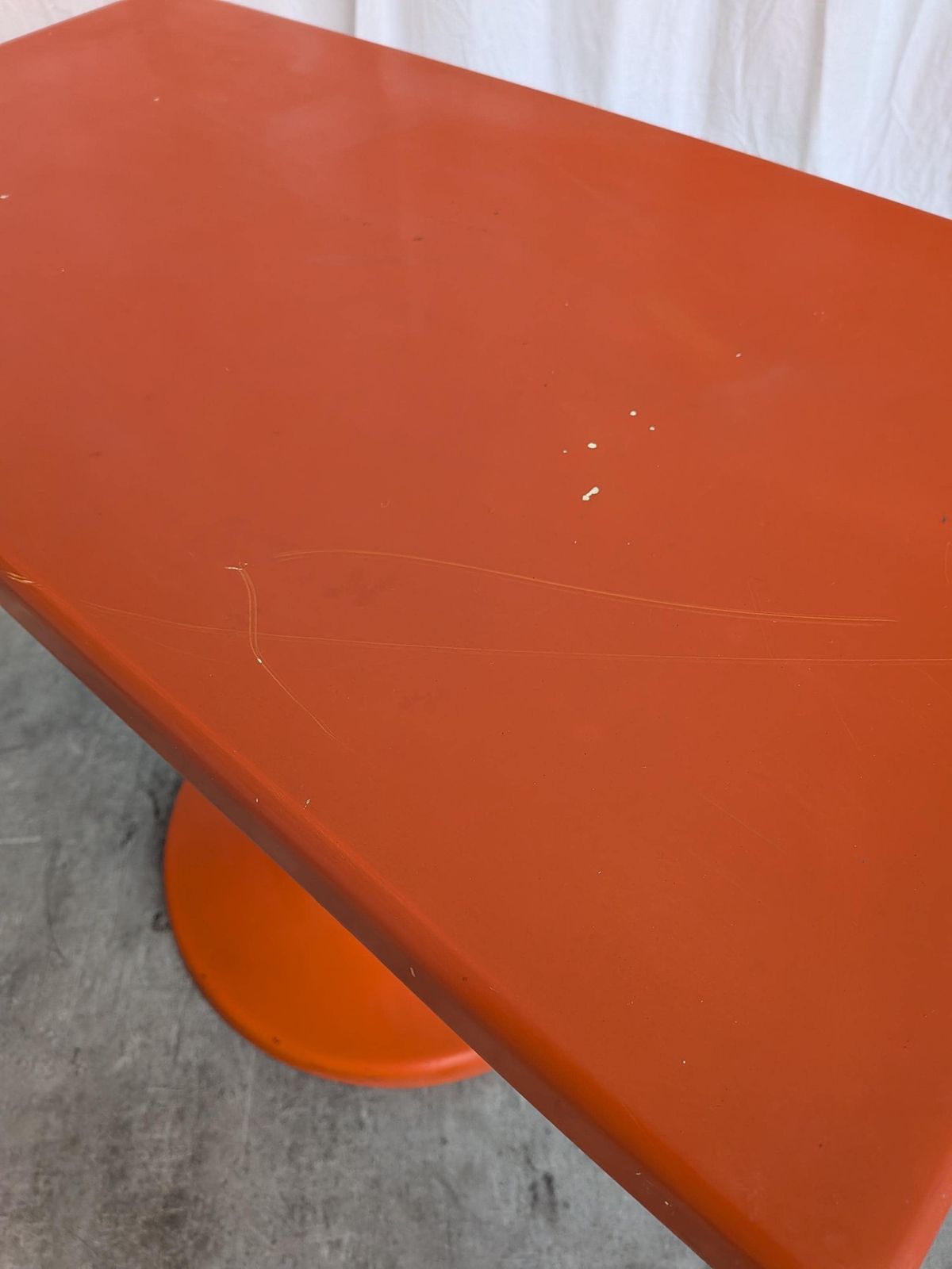306.0 Vintage Orange Pedestal Table By Finžgar & Zorman For Meblo Yugoslavia / Space Age / 1970s photo