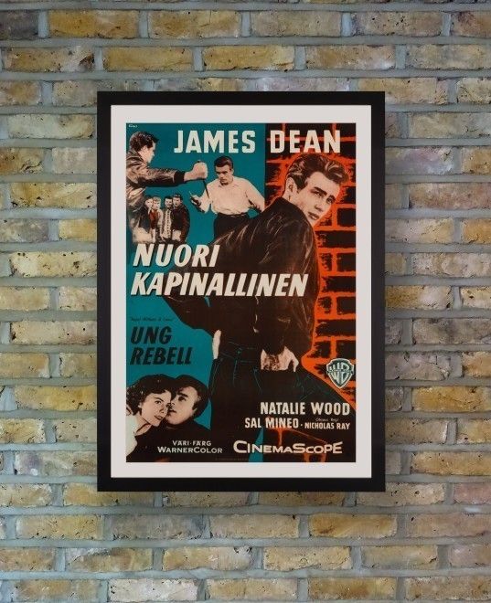 James Dean "Rebel Without A Cause" Original Vintage Film Poster, Finnish, 1956 photo for sale
