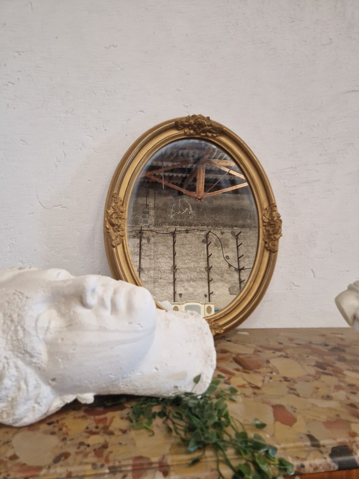 19th Century French Oval Mirror Louis XVI Style photo vintage