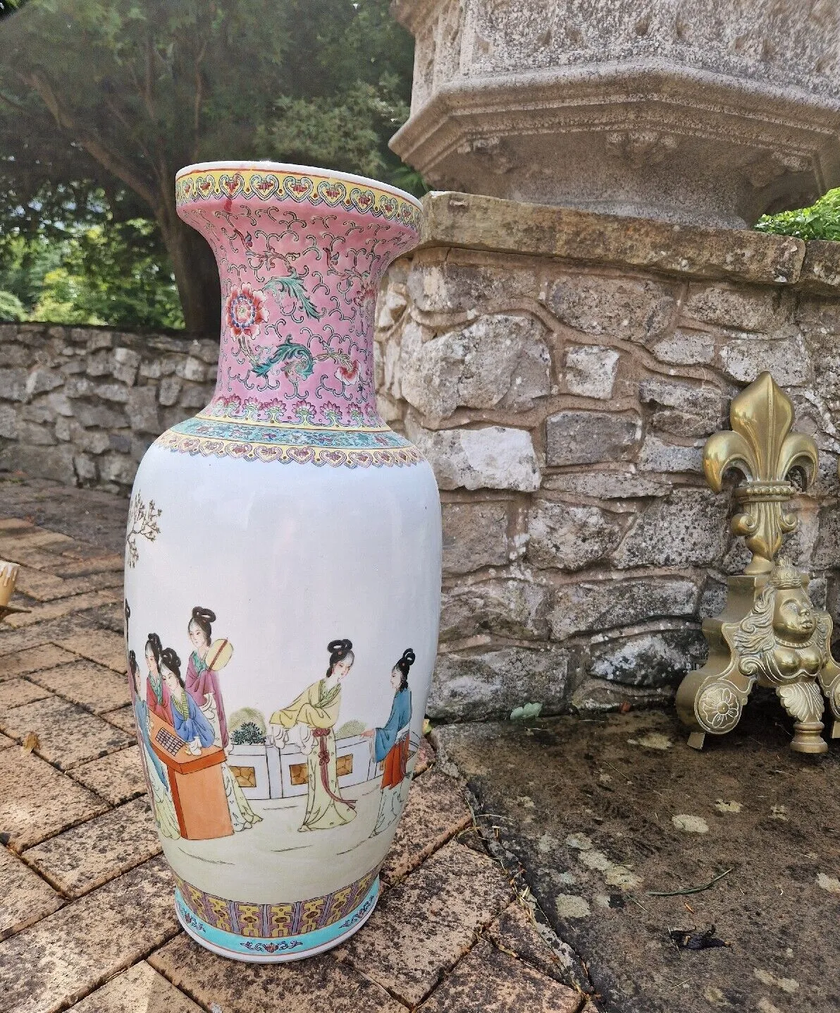 Antique Large Chinese Vase Famille Rose Dynasty photo furniture