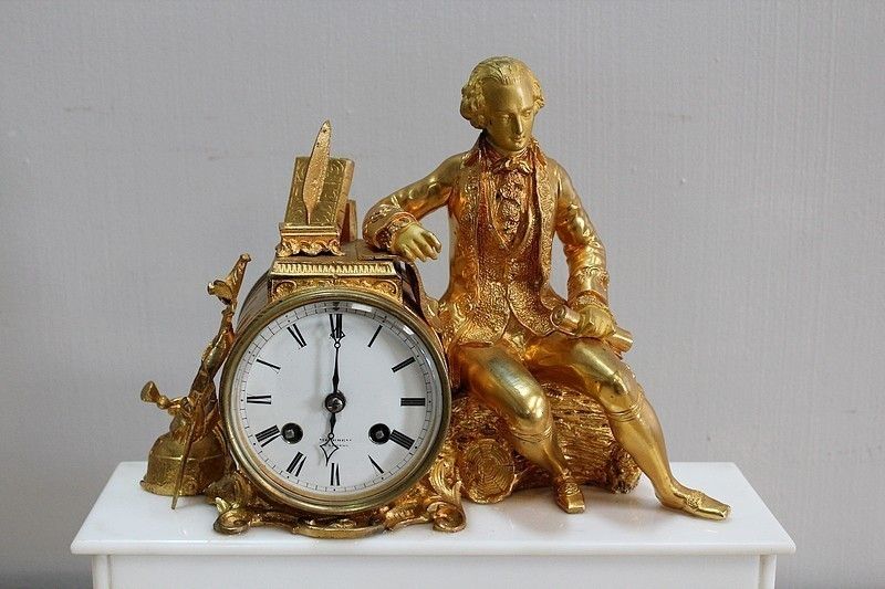 Beautiful Bronze And Marble Clock, 19th Century photo furniture