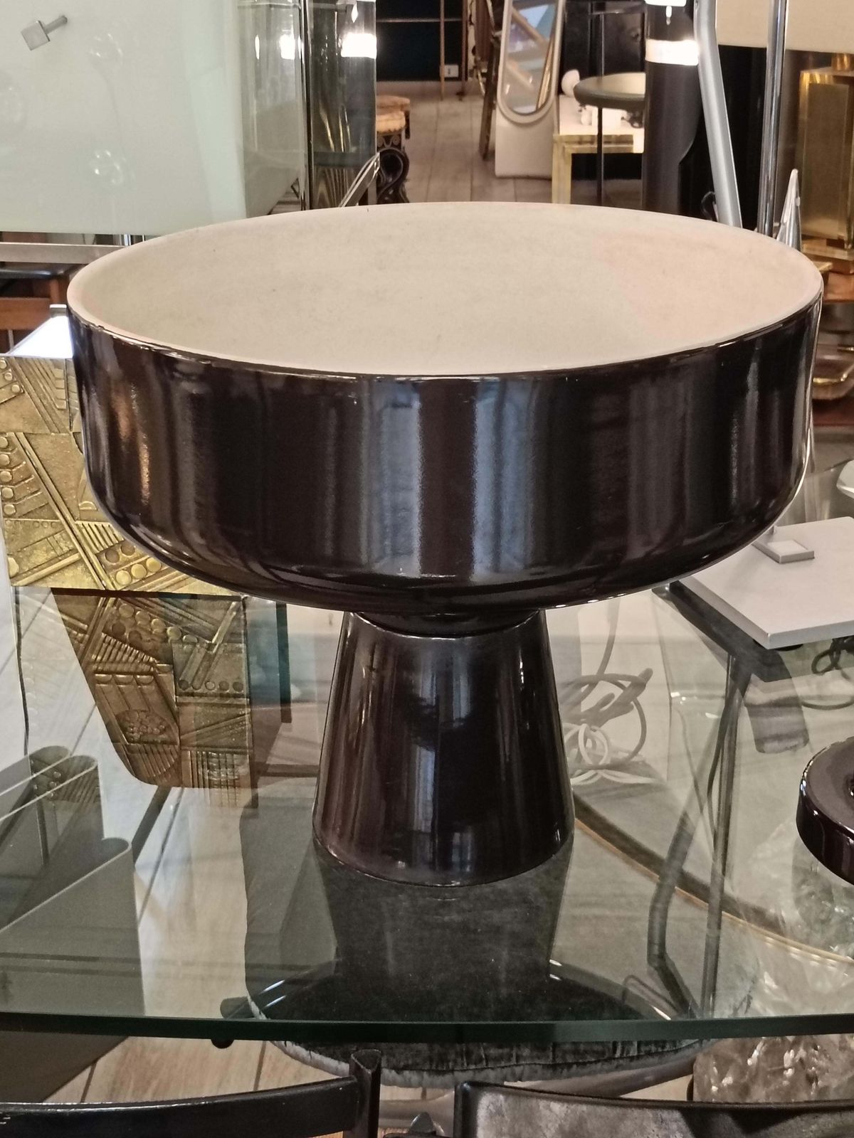 Angelo Mangiarotti For F.Lli Brambilla Planter In Brown Ceramic, Italy 1970s photo vinterior