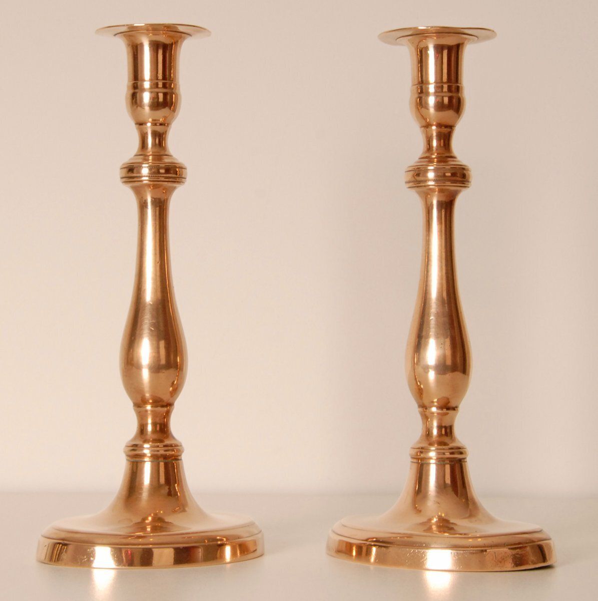 918.0 Antique English Candlesticks In Bronze 1700s Set Of 2 photo