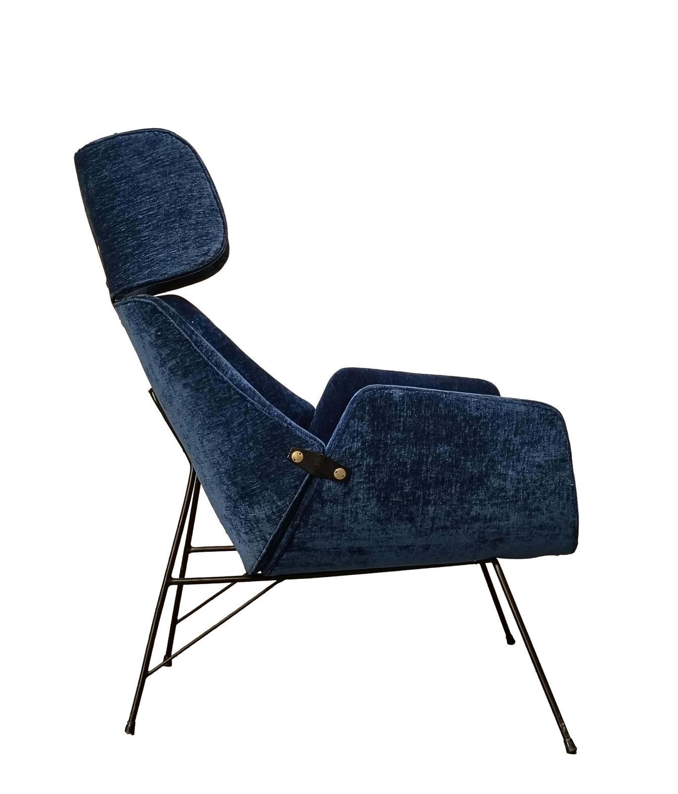 Augusto Bozzi For Saporiti Blue Fabric Armchair, Italy 1950s photo 6404.0