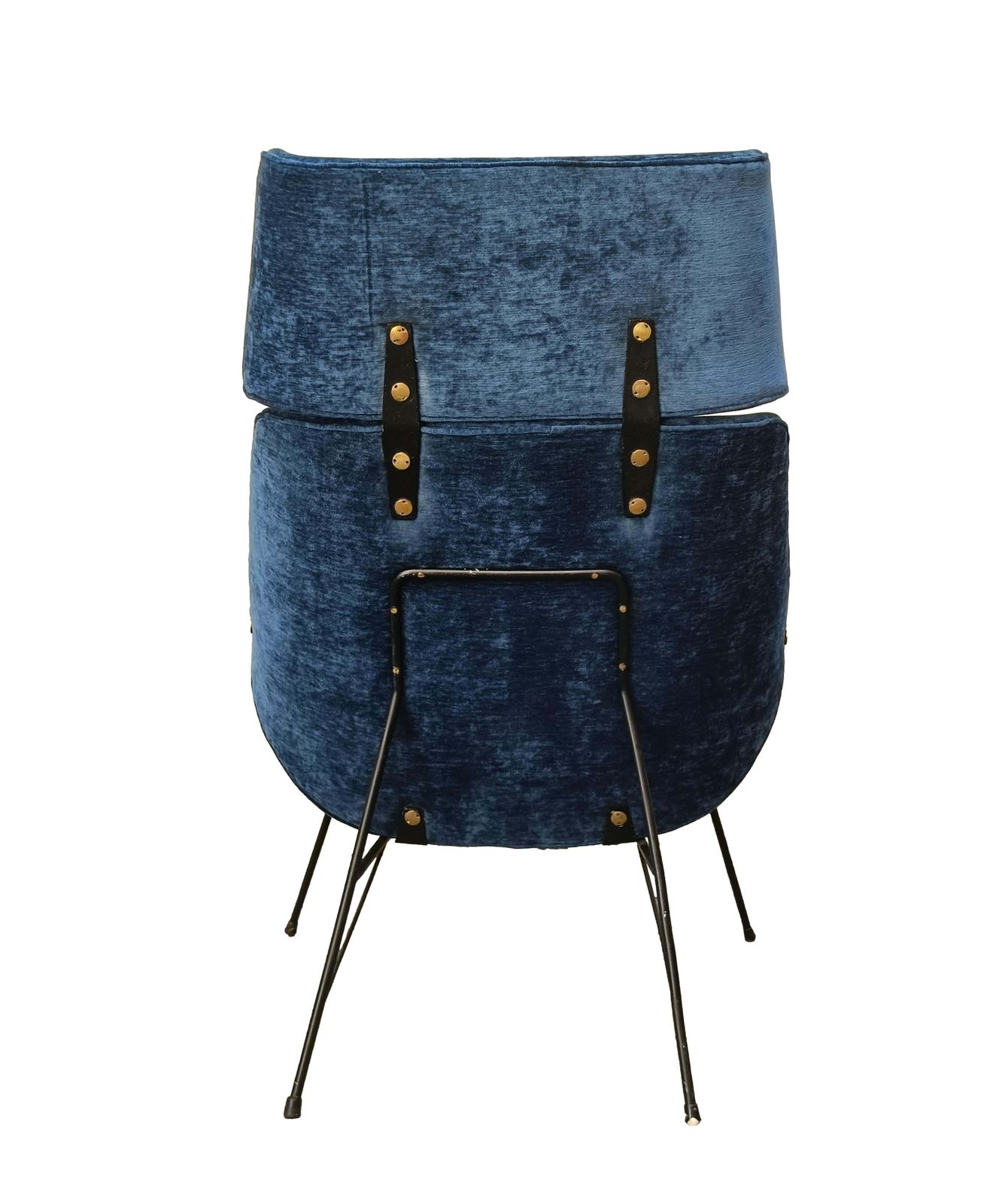 Augusto Bozzi For Saporiti Blue Fabric Armchair, Italy 1950s photo vinterior