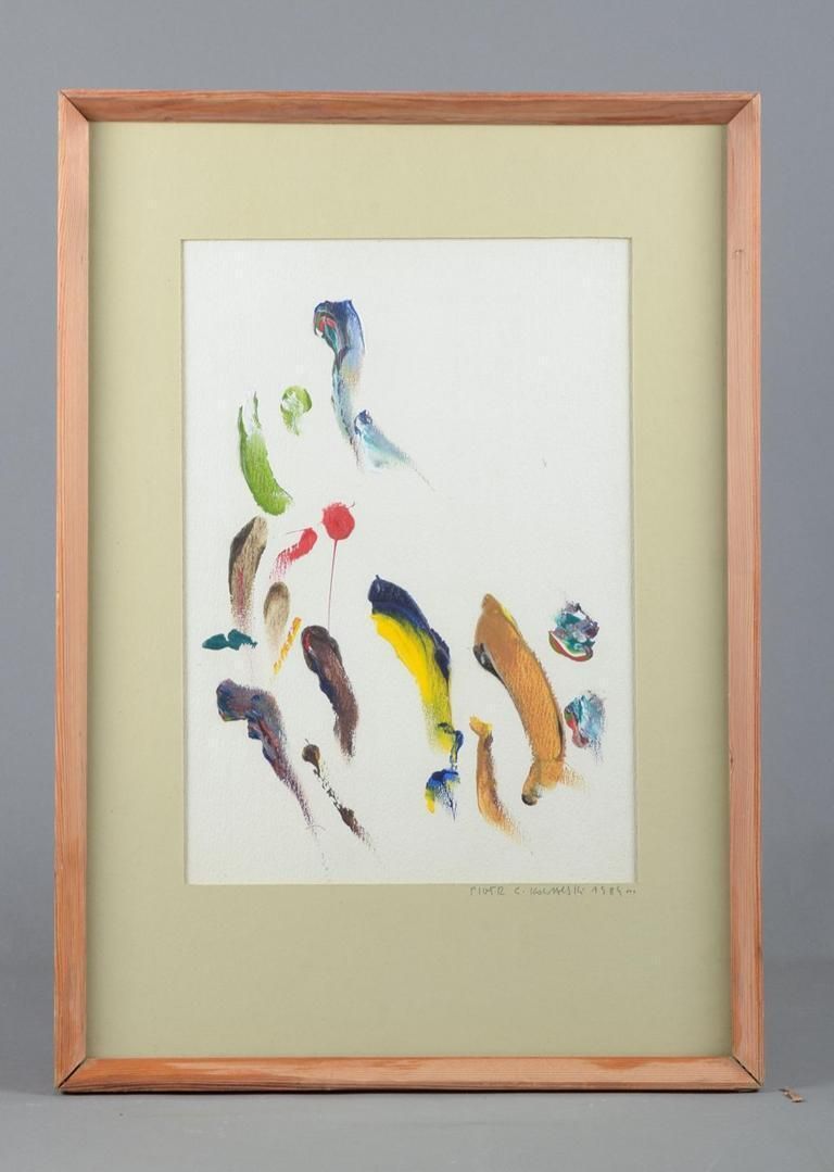 Piotr C. Kowalski, France/Poland. Abstract Composition. Acrylic On Cardboard. photo furniture