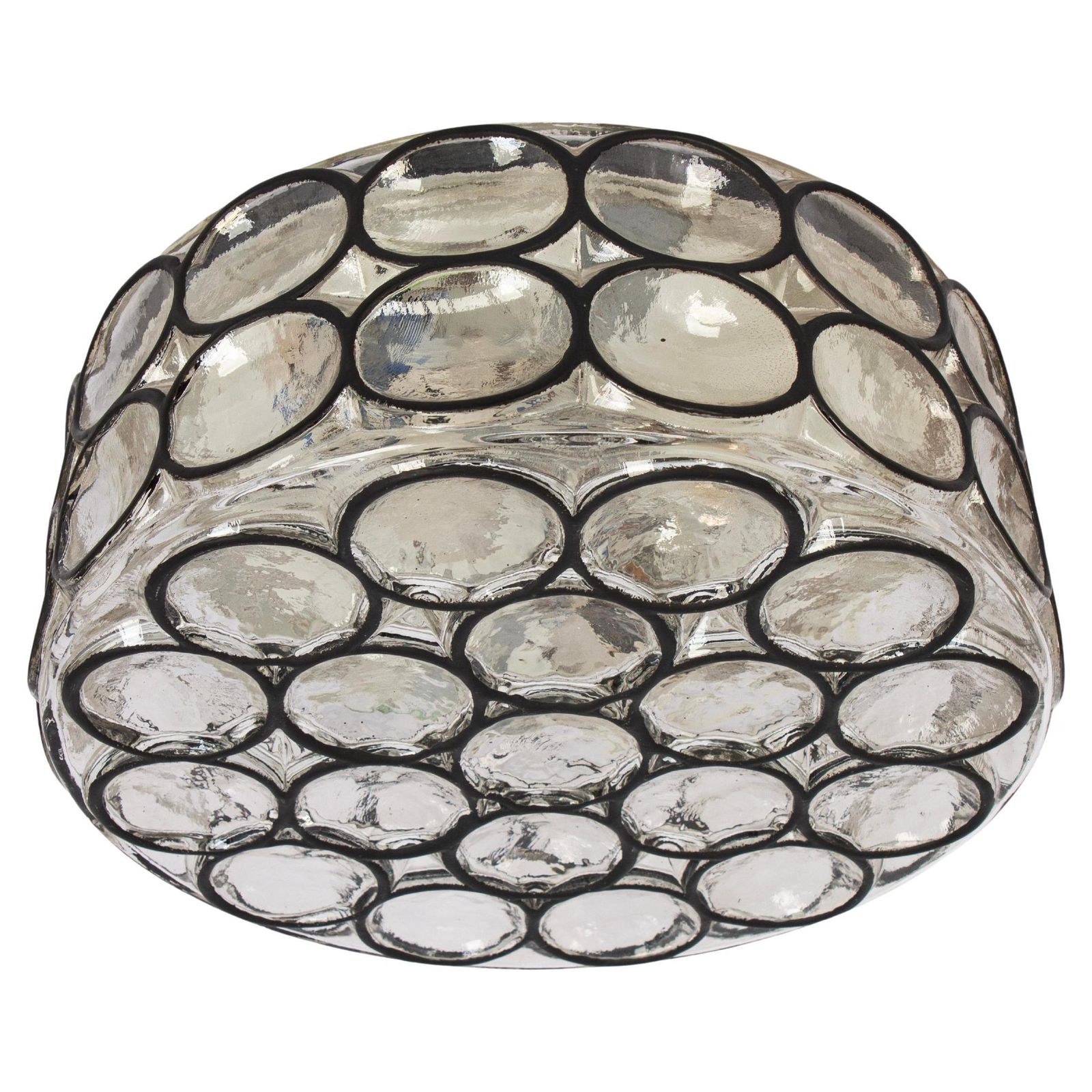 1 Of 2 Large Iron And Glass Wall Or Ceiling Lights By Limburg, Germany, 1960s
