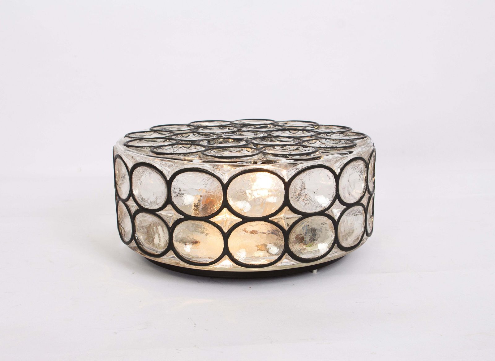 photo furniture 1 Of 2 Large Iron And Glass Wall Or Ceiling Lights By Limburg, Germany, 1960s