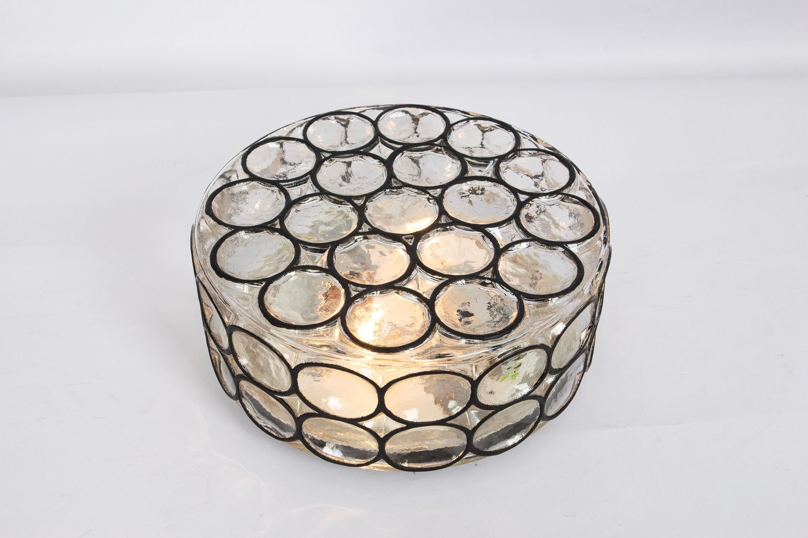 photo for sale 1 Of 2 Large Iron And Glass Wall Or Ceiling Lights By Limburg, Germany, 1960s