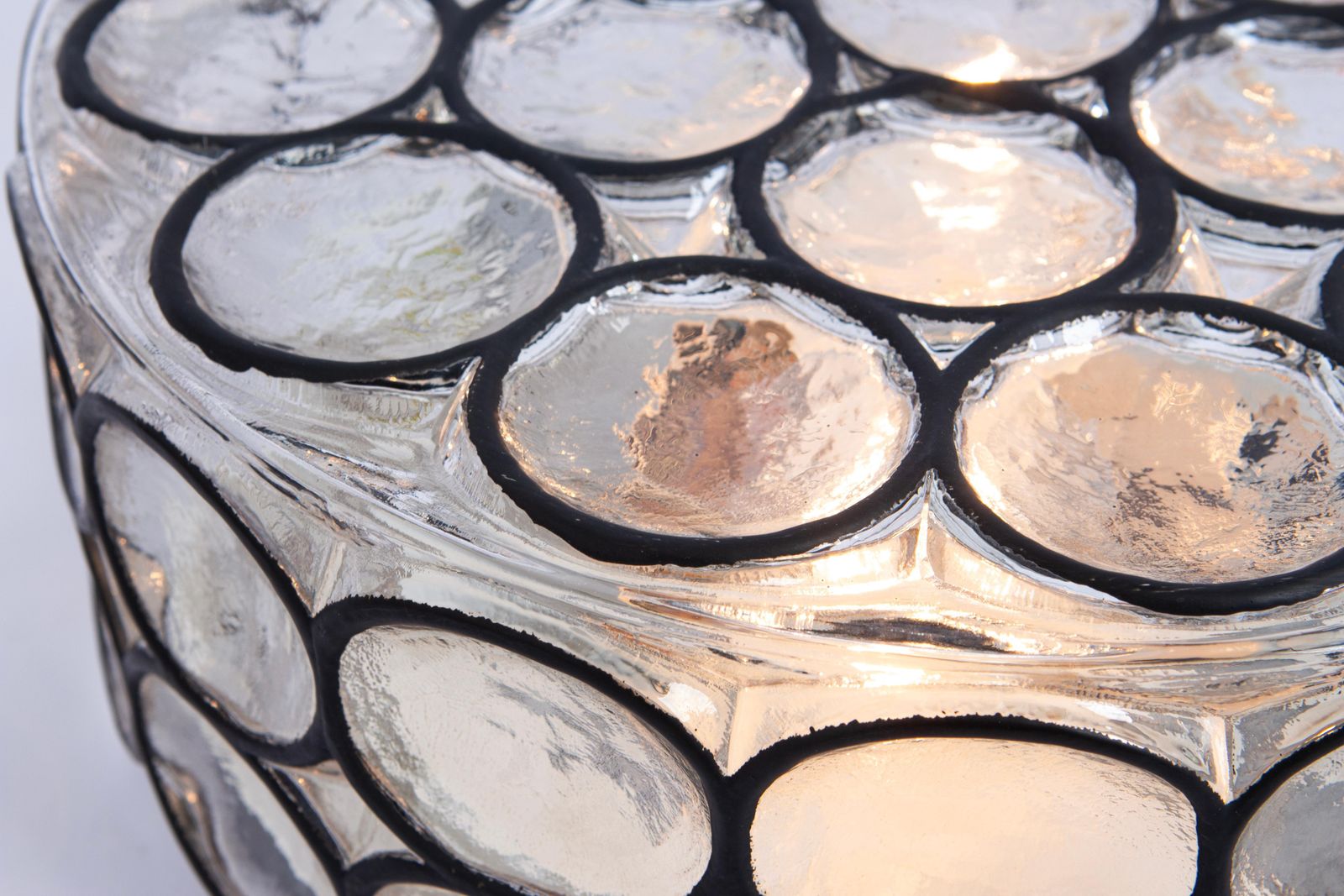 Lighting 1 Of 2 Large Iron And Glass Wall Or Ceiling Lights By Limburg, Germany, 1960s photo