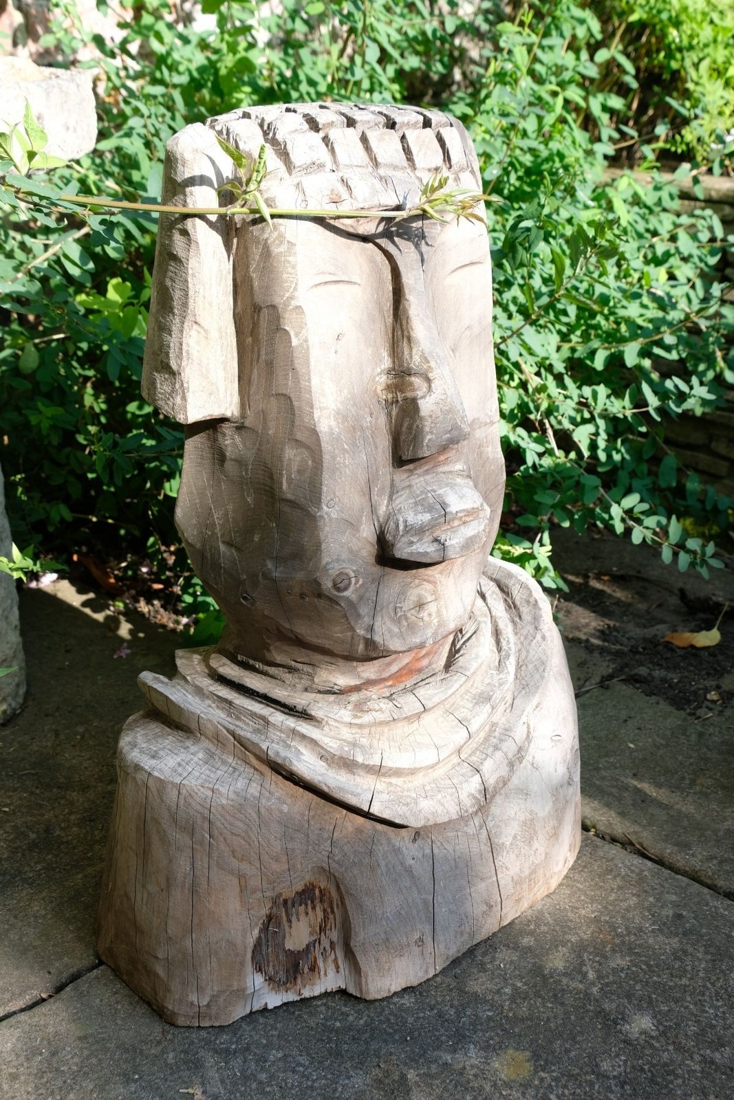 Naïve Folk Art Wooden Bust Of A Mythical Man – Hand Carved photo vintage
