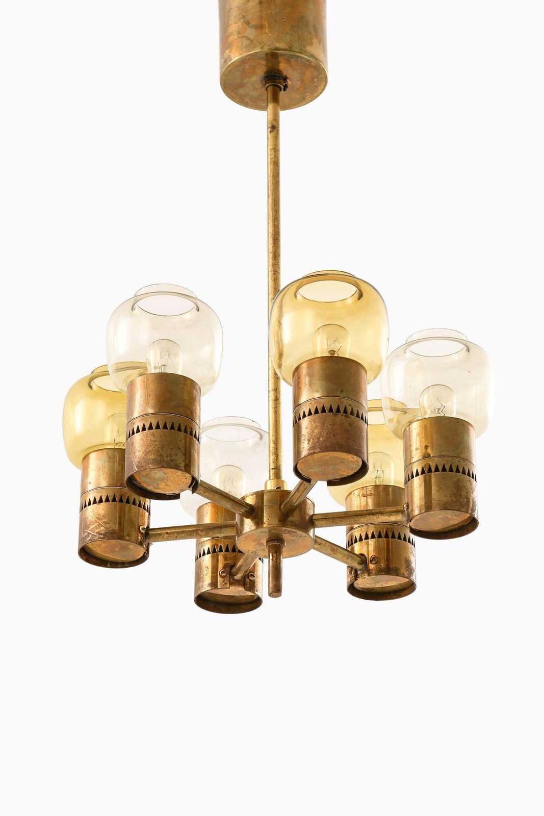 Ceiling Lamp In Brass And Original Glass By Hans Agne Jakobsson, 1950's photo furniture
