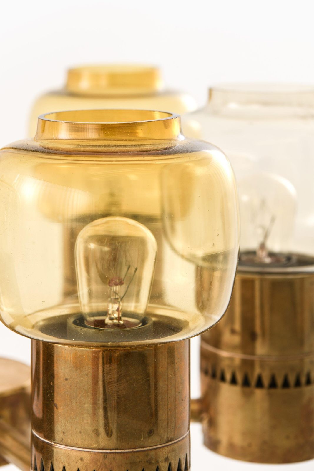 Ceiling Lamp In Brass And Original Glass By Hans Agne Jakobsson, 1950's photo Lighting