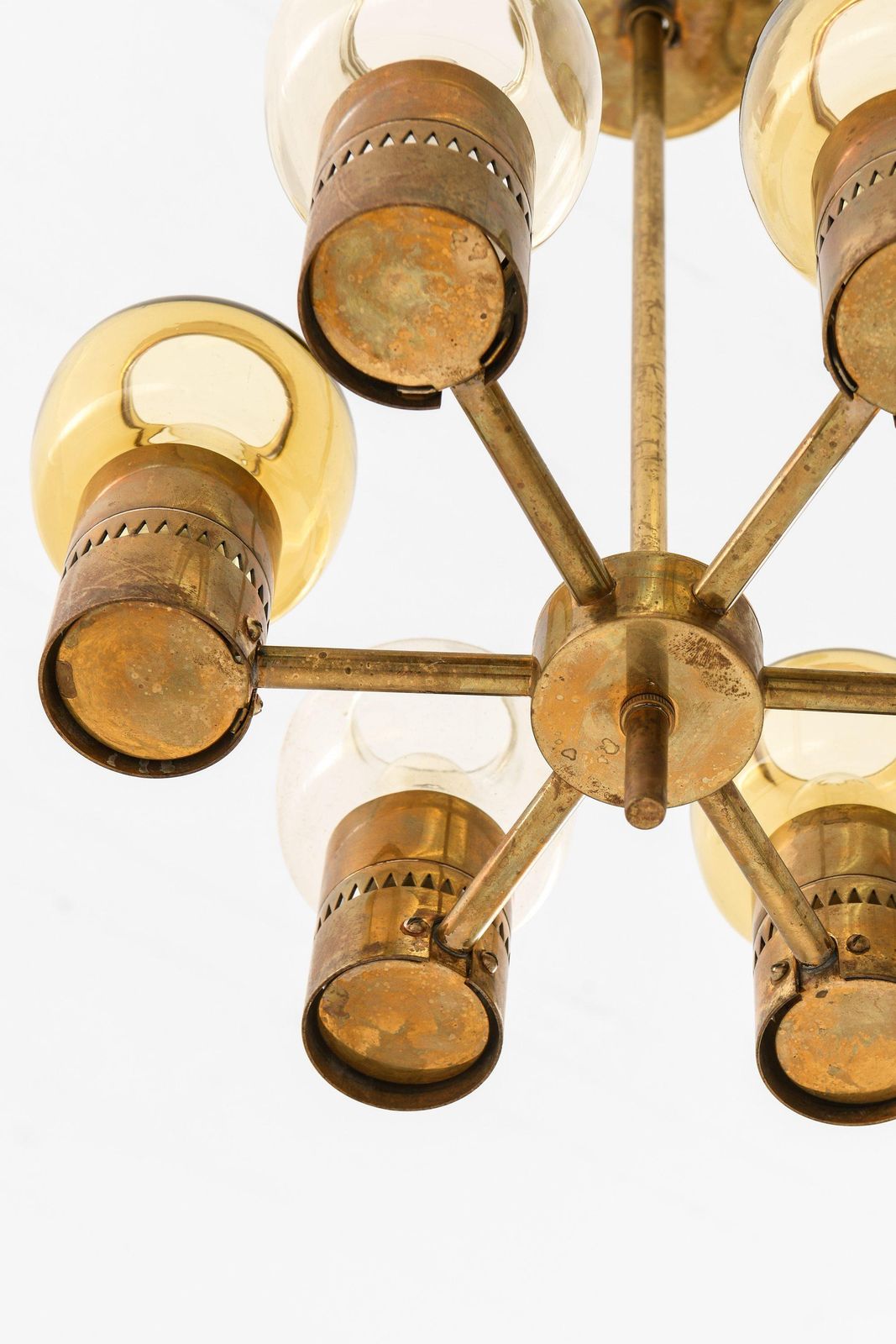 Ceiling Lamp In Brass And Original Glass By Hans Agne Jakobsson, 1950's photo 2446.0