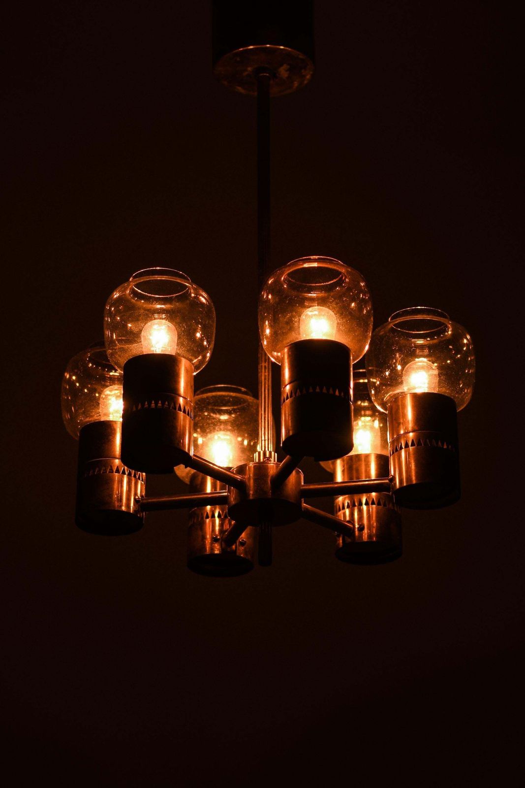 Ceiling Lamp In Brass And Original Glass By Hans Agne Jakobsson, 1950's photo buy