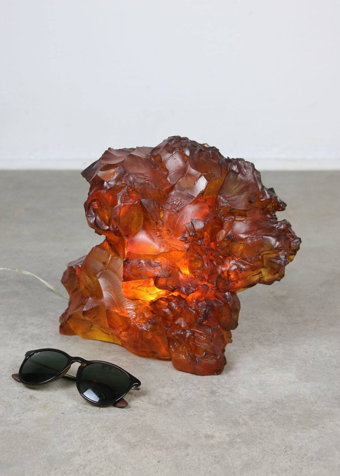 Lighting Vintage Italian Orange & Yellow Sculpture Lamps, 70s, Set Of 2 photo