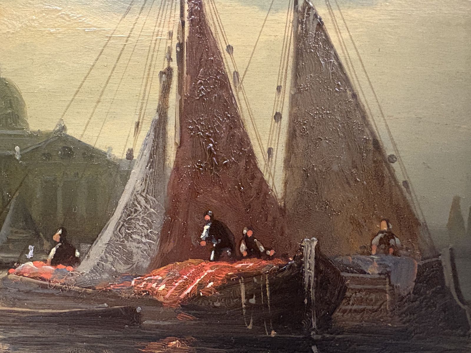Oil Painting Of Sailboats On The Grand Canal In Venice Signed Jameson 19th Century photo vinterior