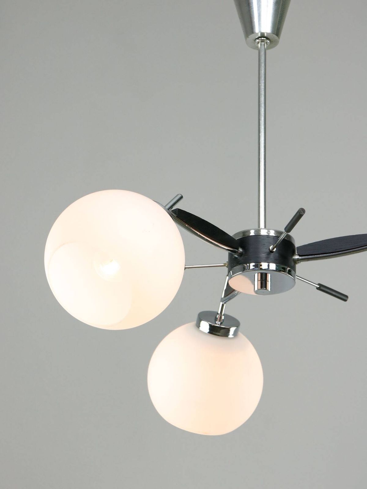 Space Age Italian Chrome And Opaline Chandelier, 1970s photo furniture
