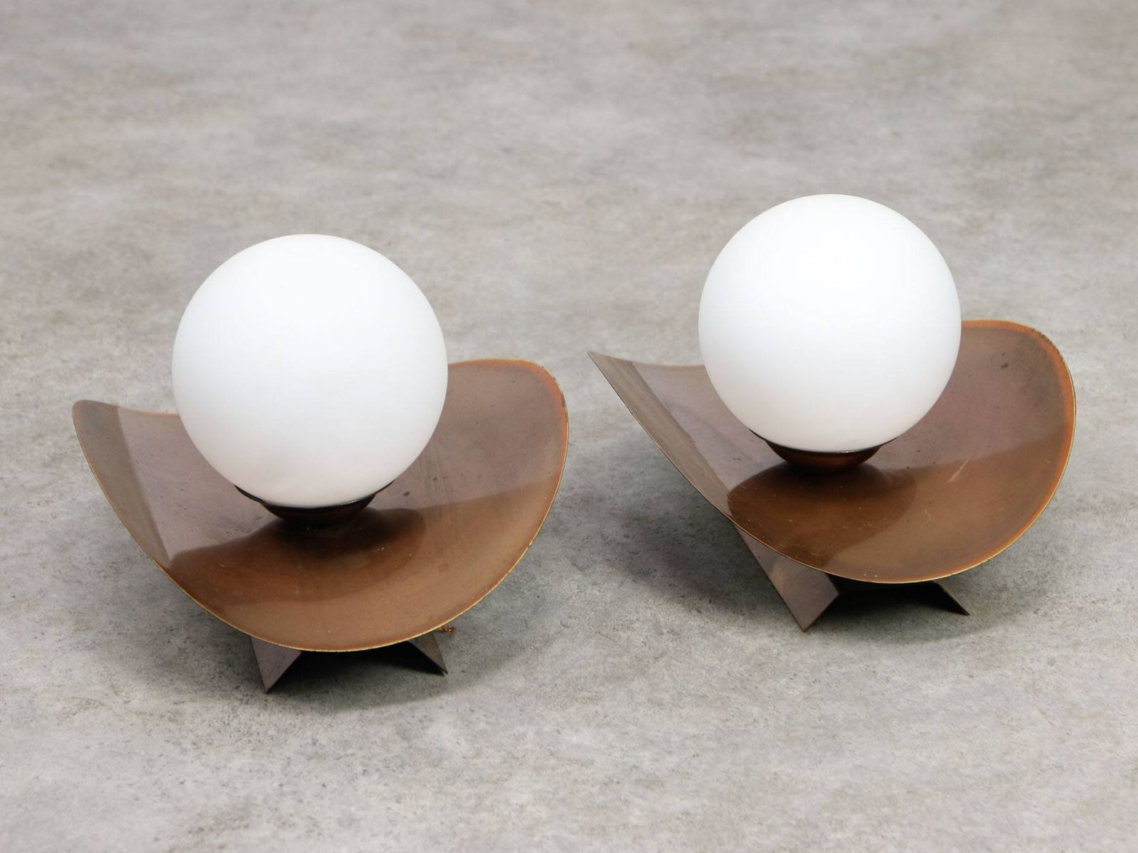 photo for sale Vintage German Wall Lamps In Copper Plating From Ist Ellux, 1980s, Set Of 2