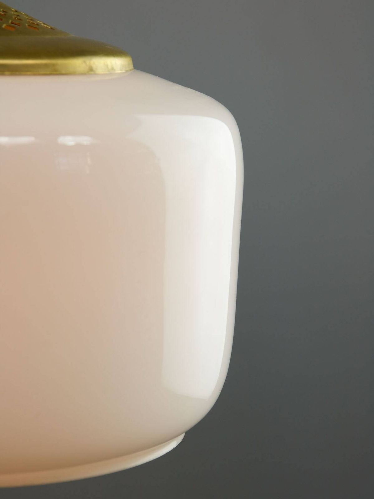 Mid Century Italian Opaline Glass & Brass Pendant Lamp, 60s photo vintage