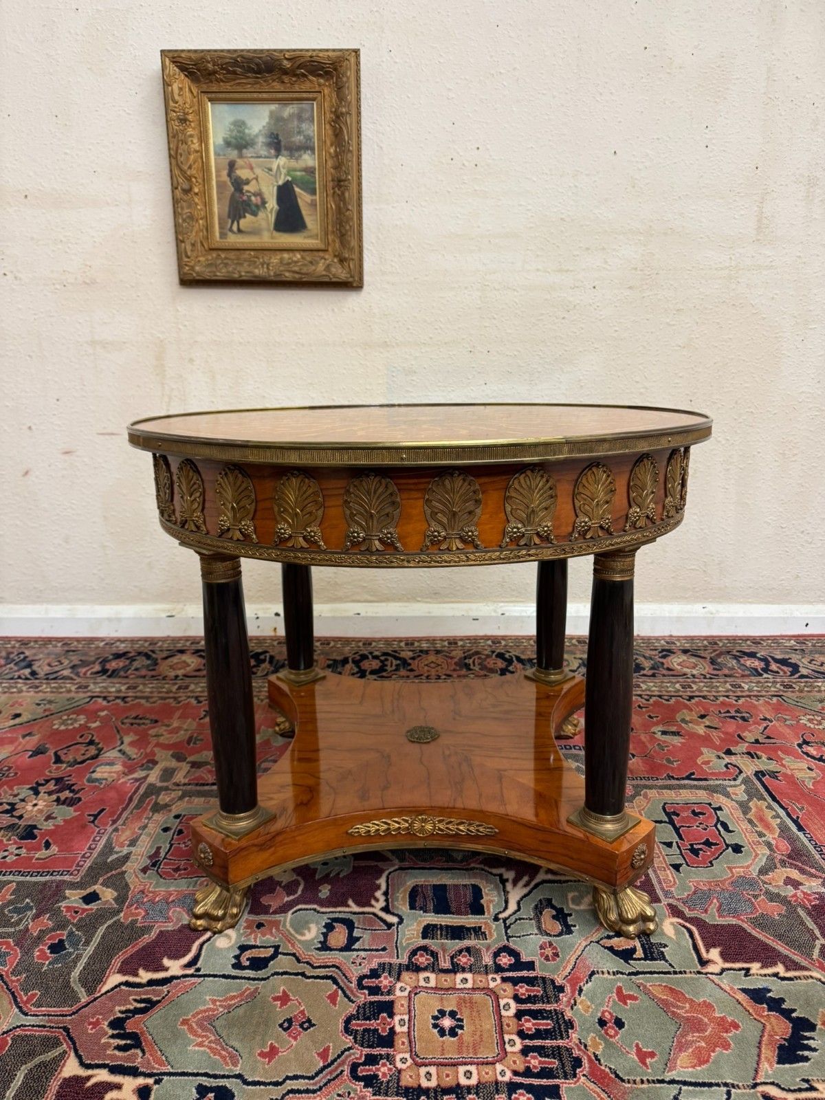 Stunning Round French Kingwood Marquetry Inlaid Centre Table/Accent Table photo furniture