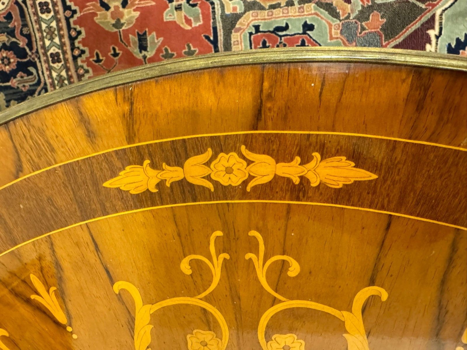 Furniture Stunning Round French Kingwood Marquetry Inlaid Centre Table/Accent Table photo