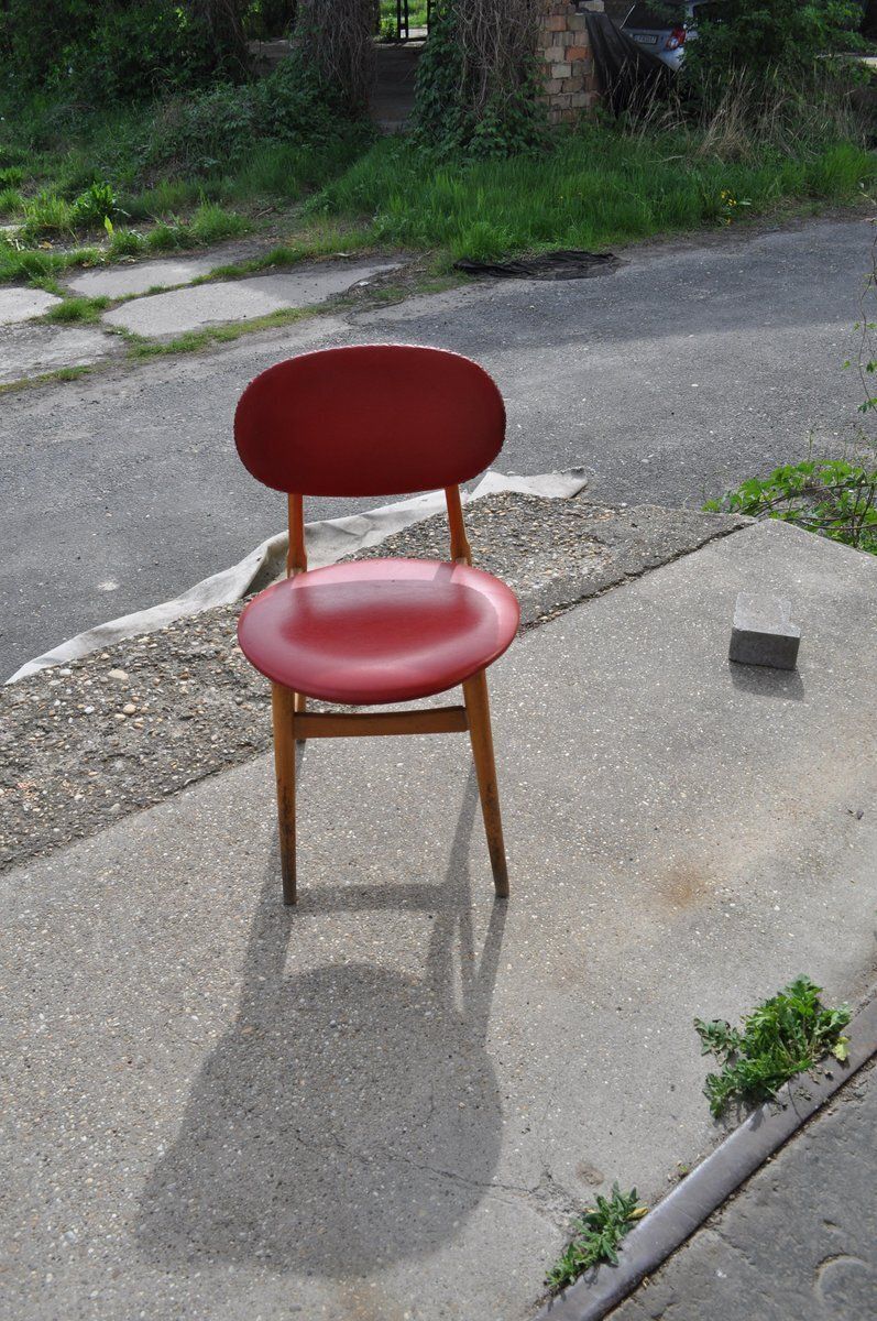 Hungarian Red Leatherette Desk Chair, 1960s