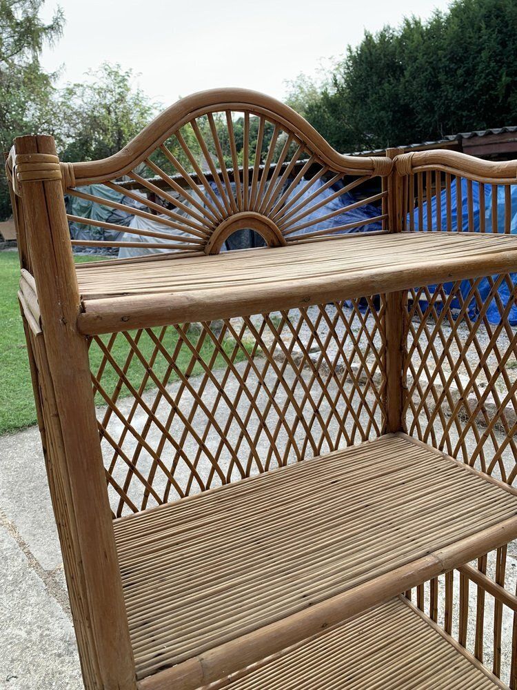 Mid Century Bamboo And Rattan Shelf, 1960s photo vinterior