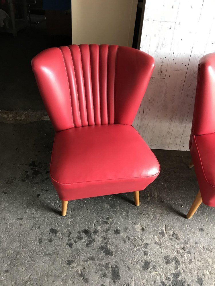Mid Century Sky Red Cocktail Chair, 1950s