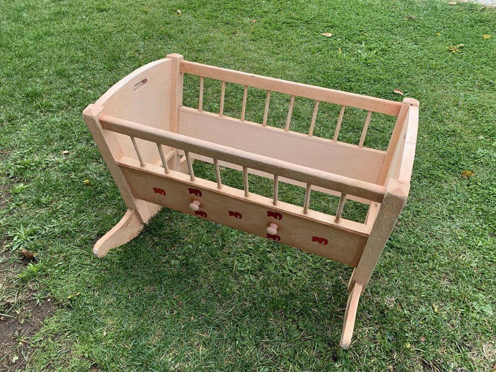 Hungarian Painted Pine Children's Cradle, 1920s photo Furniture