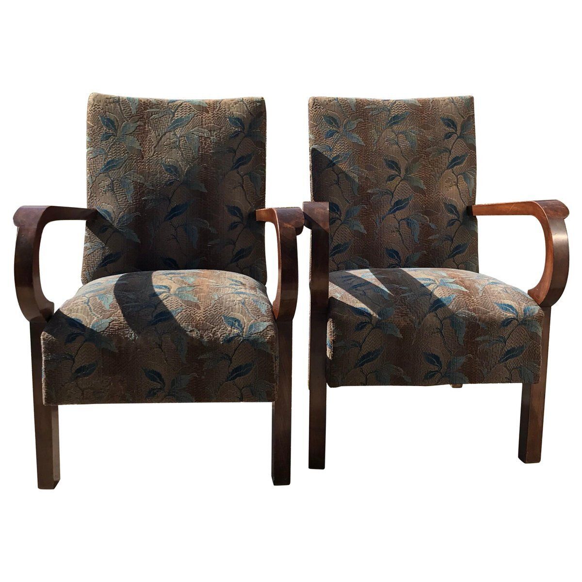 Set Of Art Deco Hungarian Walnut Armchairs, 1930s