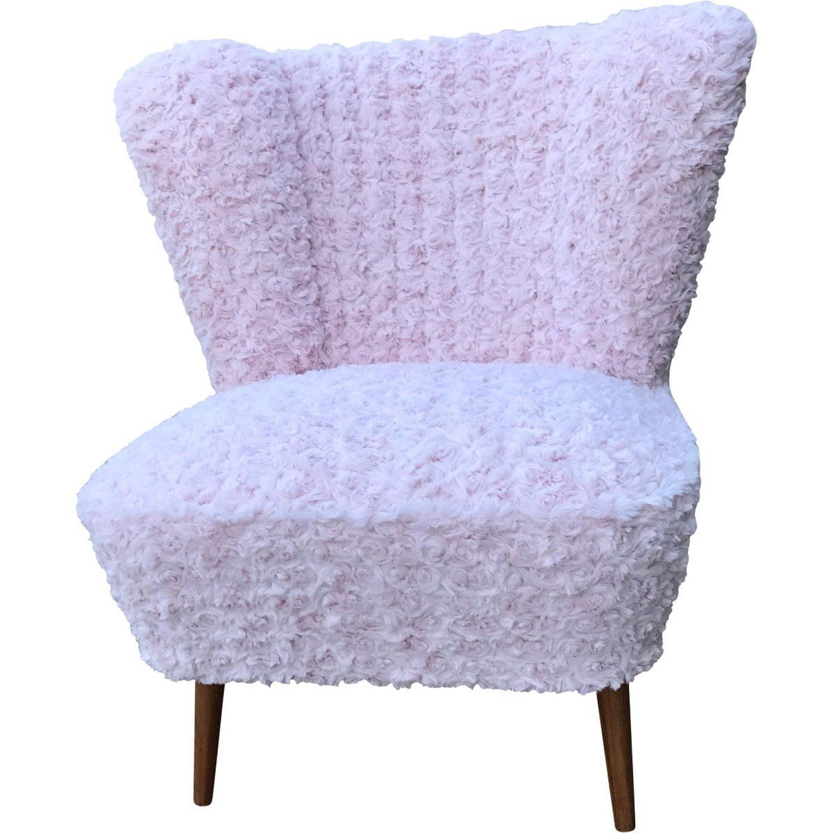 Vintage Pink Faux Fur Cocktail Chair, 1950s
