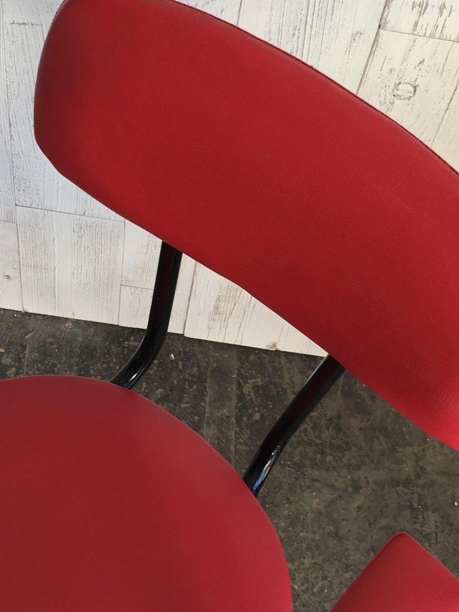 Set Of Red & Black Desk Chairs, 1960s photo buy
