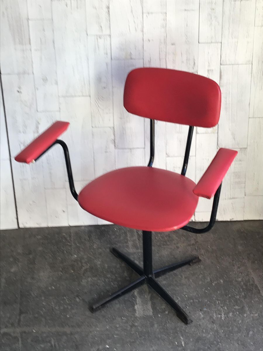 photo for sale Set Of Red & Black Desk Chairs, 1960s